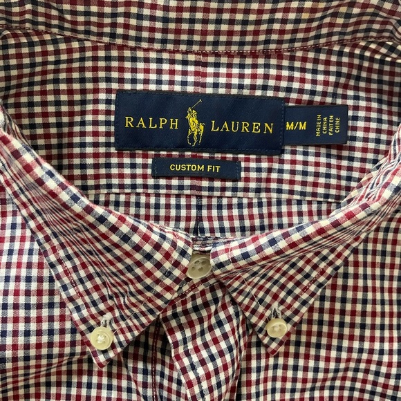 Ralph Lauren Blue Label Shirt Mens Medium Slim Fit Gingham Pony Long Sleeve - Picture 8 of 8